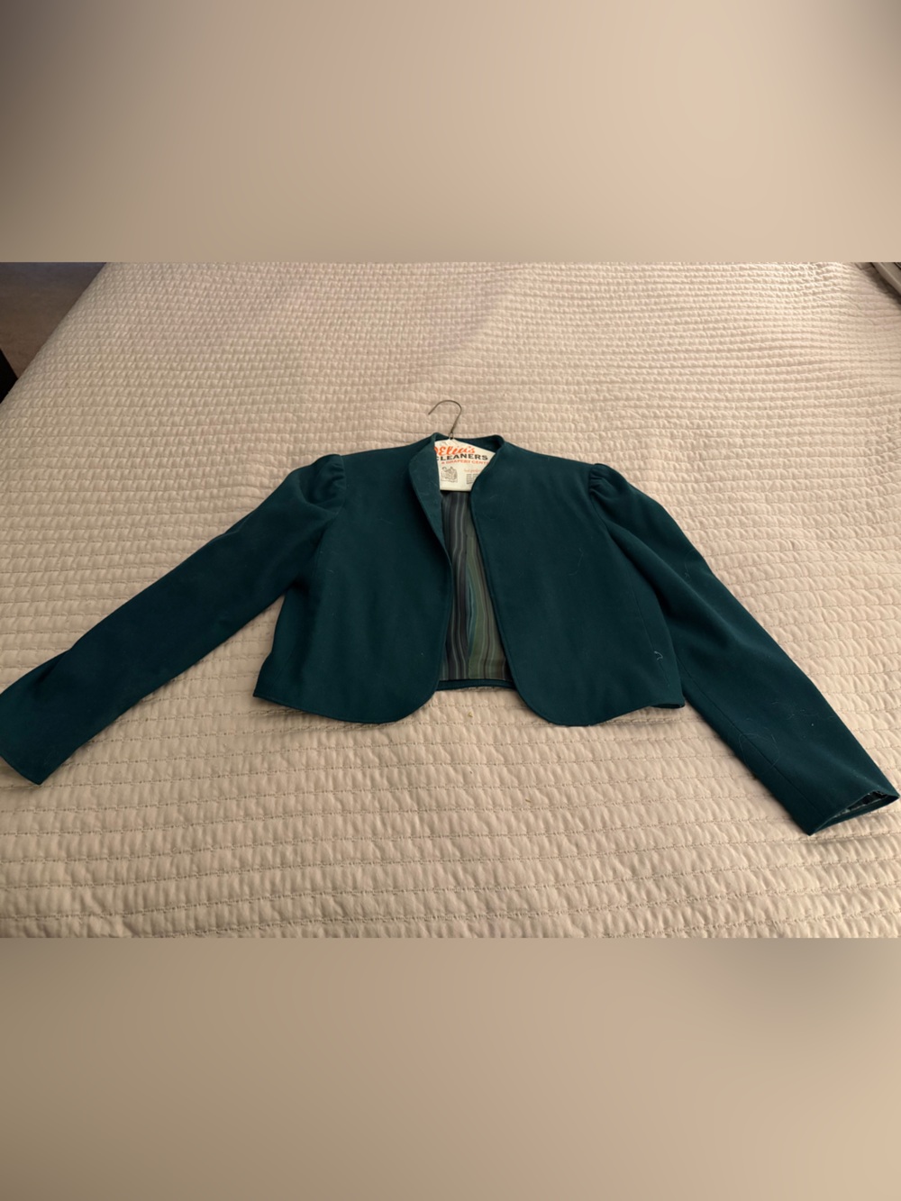 Women’s Teal Wool Open-Front Jacket